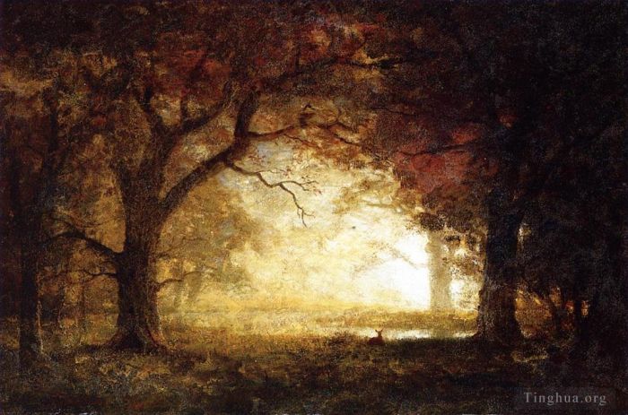 艾伯特·比尔施塔特 的油画作品 -  《森林日出》