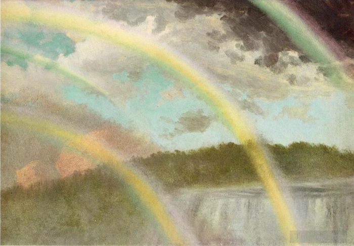 艾伯特·比尔施塔特 的油画作品 -  《尼亚加拉瀑布上空的四道彩虹》