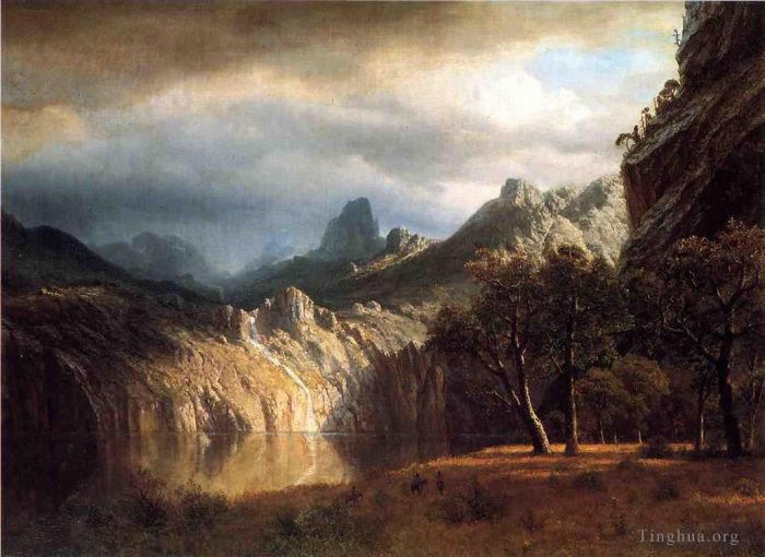 艾伯特·比尔施塔特 的油画作品 -  《位于西部山区》