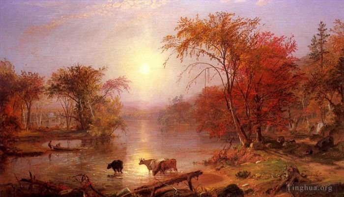 艾伯特·比尔施塔特 的油画作品 -  《小阳春之夏,哈德逊河》