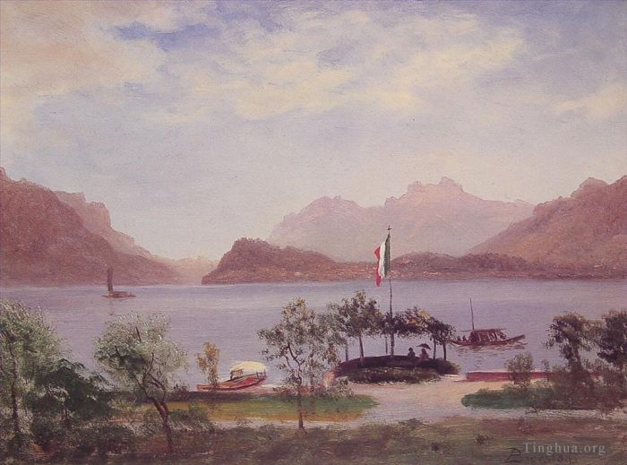 艾伯特·比尔施塔特 的油画作品 -  《意大利湖景》