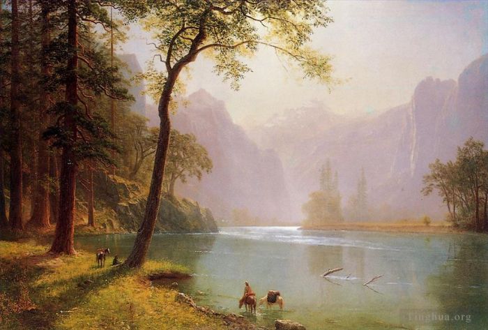 艾伯特·比尔施塔特 的油画作品 -  《克恩斯河谷,加利福尼亚州》