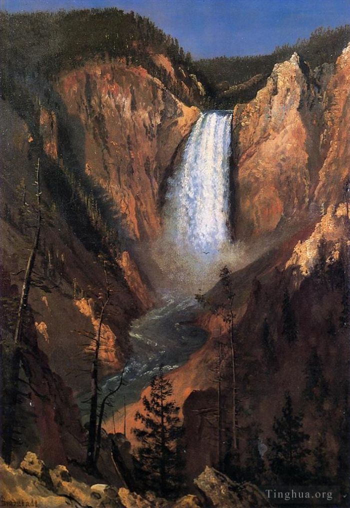 艾伯特·比尔施塔特 的油画作品 -  《下黄石瀑布》