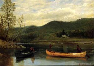 艺术家艾伯特·比尔施塔特作品《两个独木舟的男人》