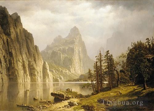 艾伯特·比尔施塔特 的油画作品 -  《默塞德河优胜美地山谷》