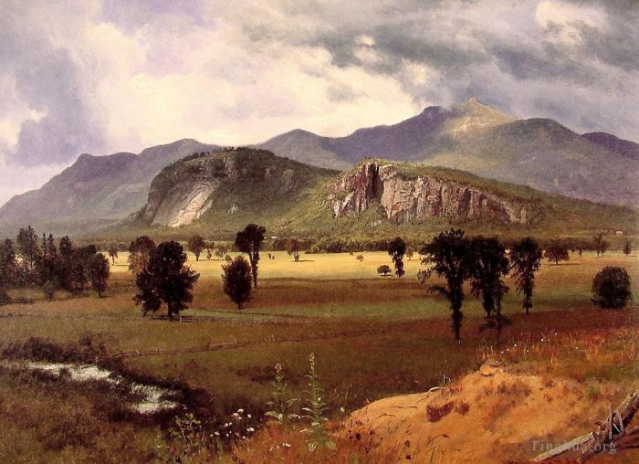 艾伯特·比尔施塔特 的油画作品 -  《护城河山,Intervale,新罕布什尔州》