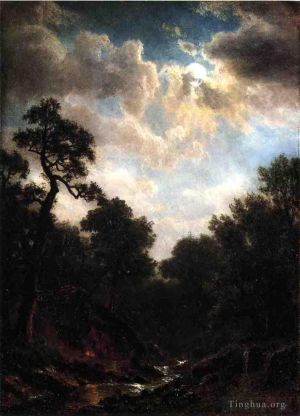 艺术家艾伯特·比尔施塔特作品《月光下的风景》