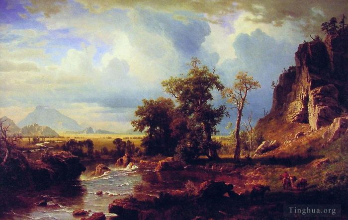 艾伯特·比尔施塔特 的油画作品 -  《内布拉斯加州普拉特北叉》