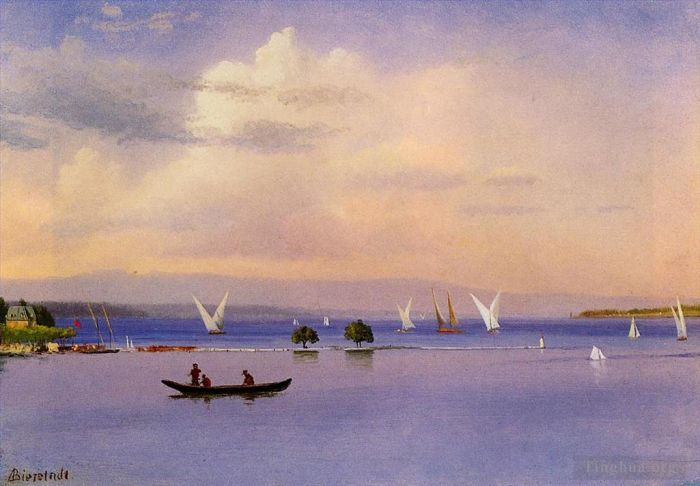 艾伯特·比尔施塔特 的油画作品 -  《湖上光主义海景》