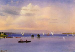 艺术家艾伯特·比尔施塔特作品《湖上光主义海景》