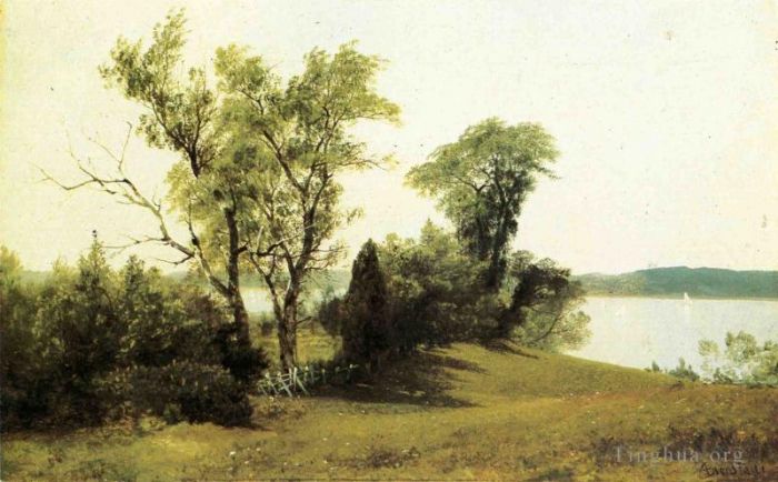 艾伯特·比尔施塔特 的油画作品 -  《哈德逊河上航行》