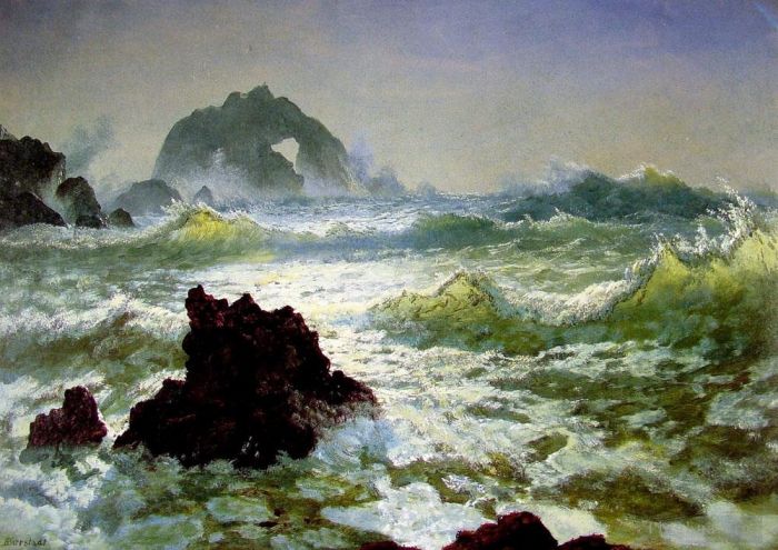 艾伯特·比尔施塔特 的油画作品 -  《加州海豹岩》