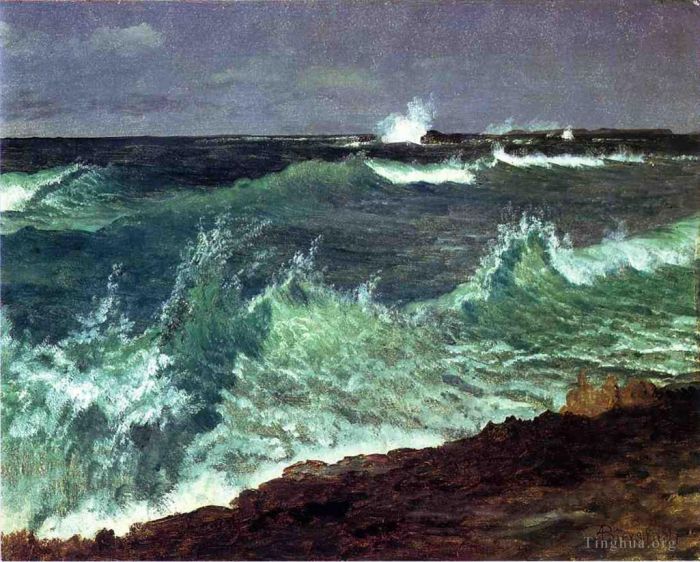艾伯特·比尔施塔特 的油画作品 -  《海景发光主义海景》