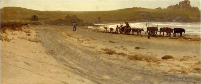 艾伯特·比尔施塔特 的油画作品 -  《海藻收获》