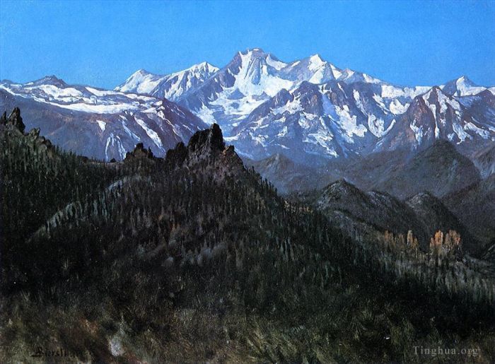 艾伯特·比尔施塔特 的油画作品 -  《内华达山脉又名卡森河源头》