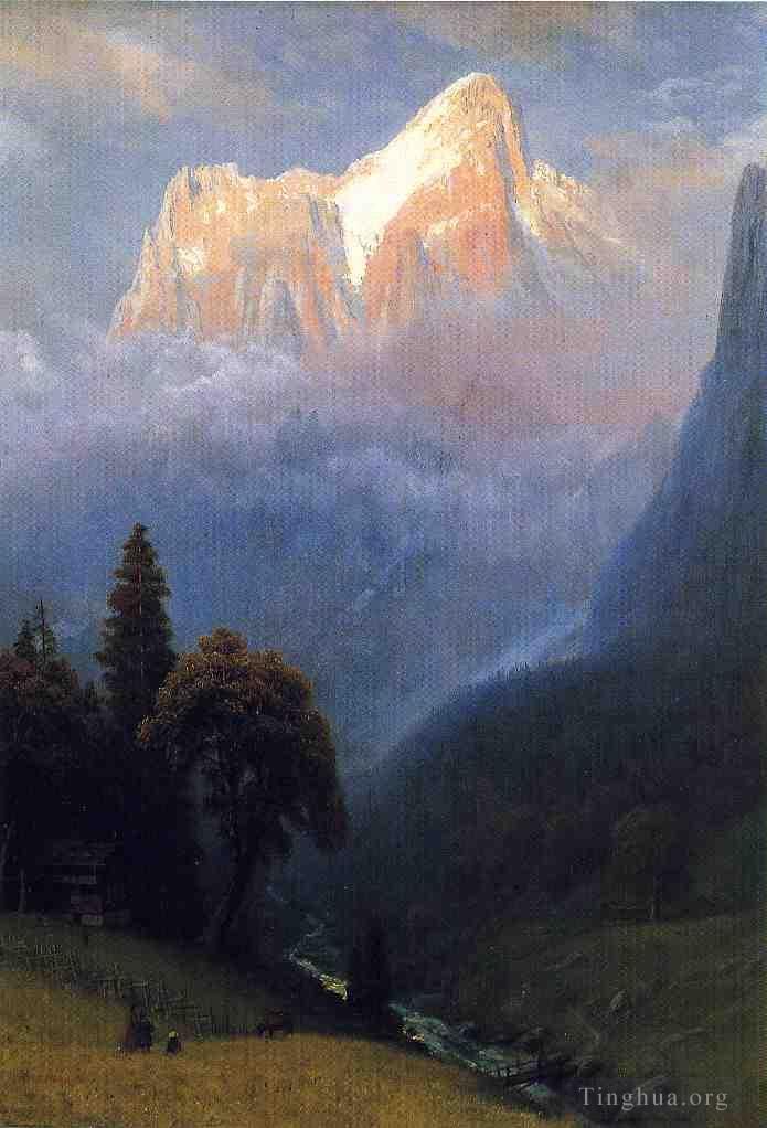 艾伯特·比尔施塔特 的油画作品 -  《阿尔卑斯山间的风暴》