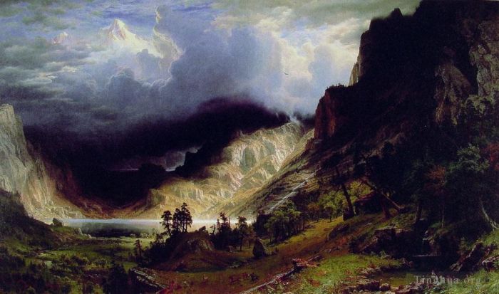 艾伯特·比尔施塔特 的油画作品 -  《落基山脉的风暴》