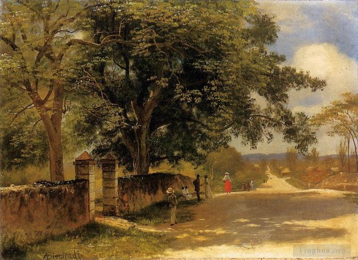 艾伯特·比尔施塔特 的油画作品 -  《拿骚的街道》