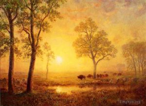 艺术家艾伯特·比尔施塔特作品《山上的日落》