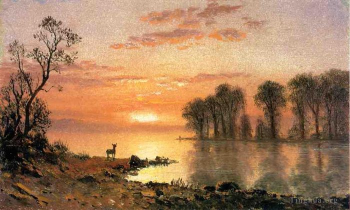 艾伯特·比尔施塔特 的油画作品 -  《日落》