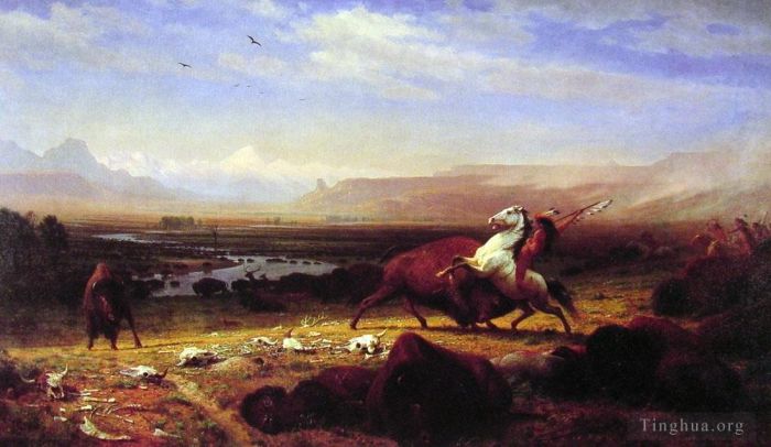 艾伯特·比尔施塔特 的油画作品 -  《最后的水牛》
