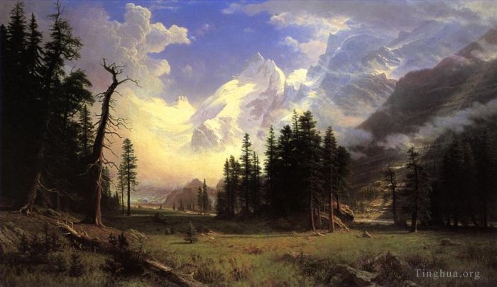 艾伯特·比尔施塔特 的油画作品 -  《莫特拉奇冰川,上恩嘎丁山谷,蓬特雷西纳》