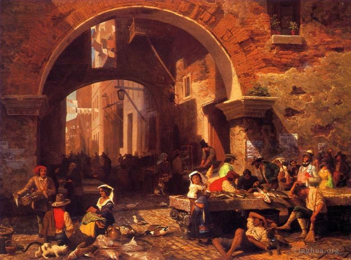 艾伯特·比尔施塔特 的油画作品 -  《奥克塔维亚的门廊发光主义》