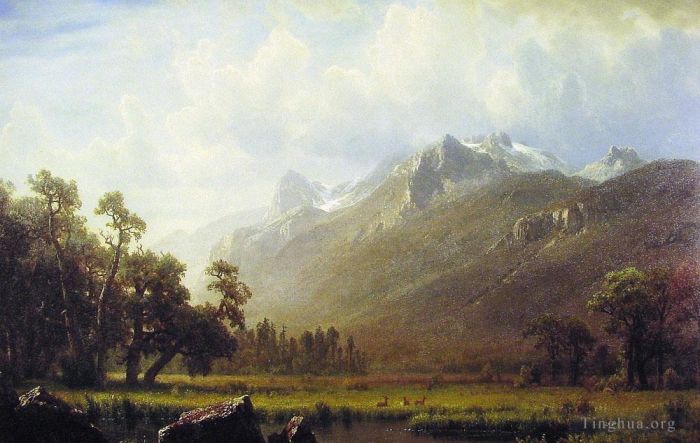 艾伯特·比尔施塔特 的油画作品 -  《太浩湖附近的内华达山脉》