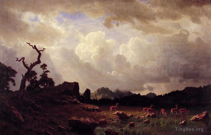 艾伯特·比尔施塔特 的油画作品 -  《落基山脉的雷暴》