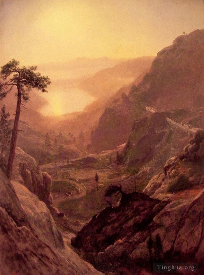 艾伯特·比尔施塔特 的油画作品 -  《唐纳湖的景色》