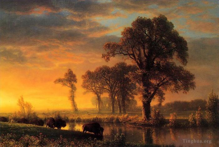 艾伯特·比尔施塔特 的油画作品 -  《堪萨斯州西部》