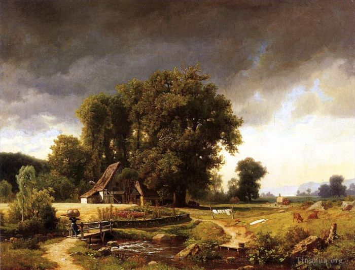 艾伯特·比尔施塔特 的油画作品 -  《威斯特伐利亚景观》