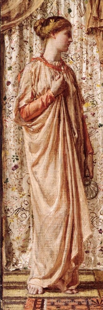 艾伯特·约瑟夫·摩尔 的油画作品 -  《拿着花瓶的站立女性人物》