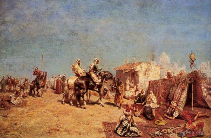 埃尔贝托·帕西尼 的油画作品 -  《阿拉伯营地》