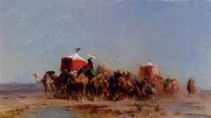 艺术家埃尔贝托·帕西尼作品《沙漠中的商队》