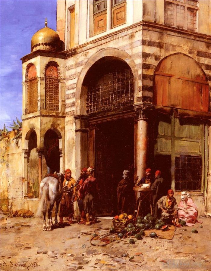 埃尔贝托·帕西尼 的油画作品 -  《水果市场》