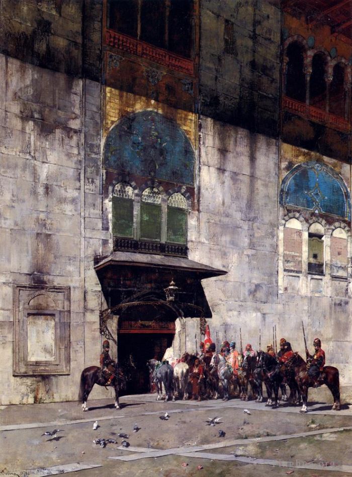 埃尔贝托·帕西尼 的油画作品 -  《帕夏护送》