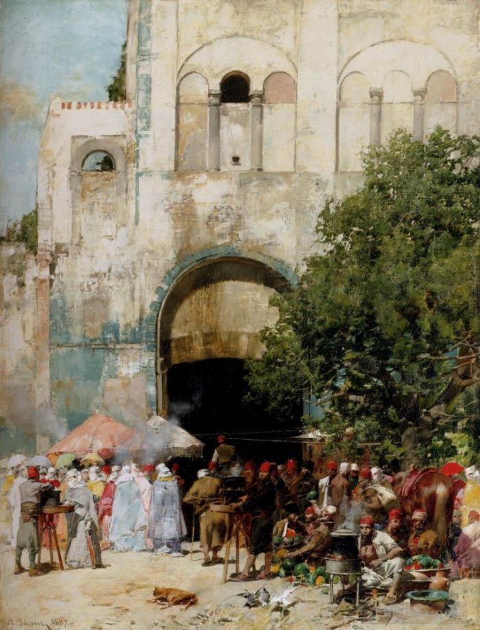 埃尔贝托·帕西尼 的油画作品 -  《君士坦丁堡市场日》