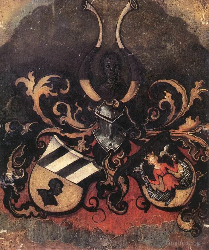 阿尔布雷特·丢勒 的油画作品 -  《Tucher,和,Rieter,家族的联合徽章》