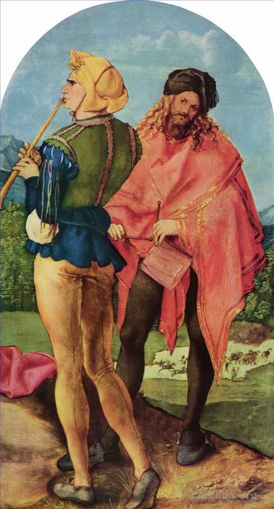 阿尔布雷特·丢勒 的油画作品 -  《鼓手和风笛手》