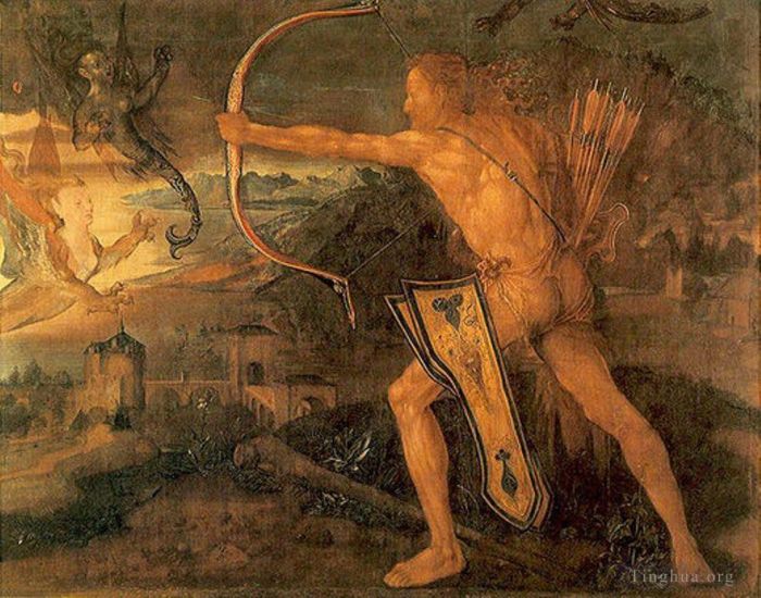 阿尔布雷特·丢勒 的油画作品 -  《赫拉克勒斯杀死交响鸟》