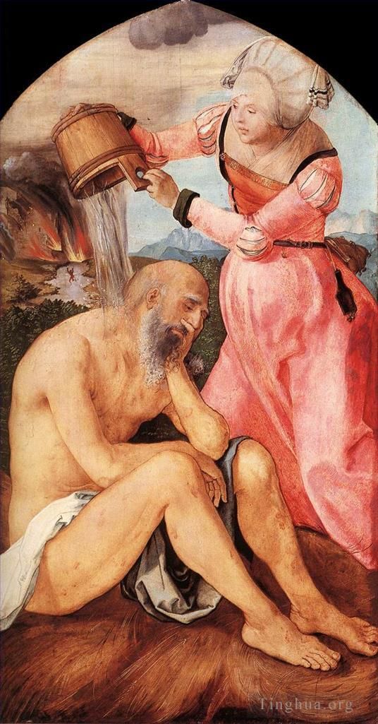 阿尔布雷特·丢勒 的油画作品 -  《约伯和他的妻子》