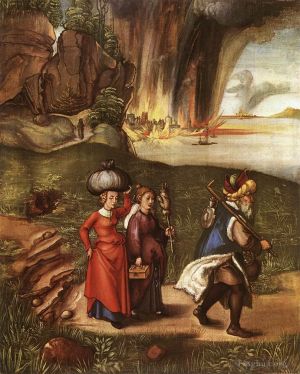 艺术家阿尔布雷特·丢勒作品《罗得带着女儿逃离所多玛》