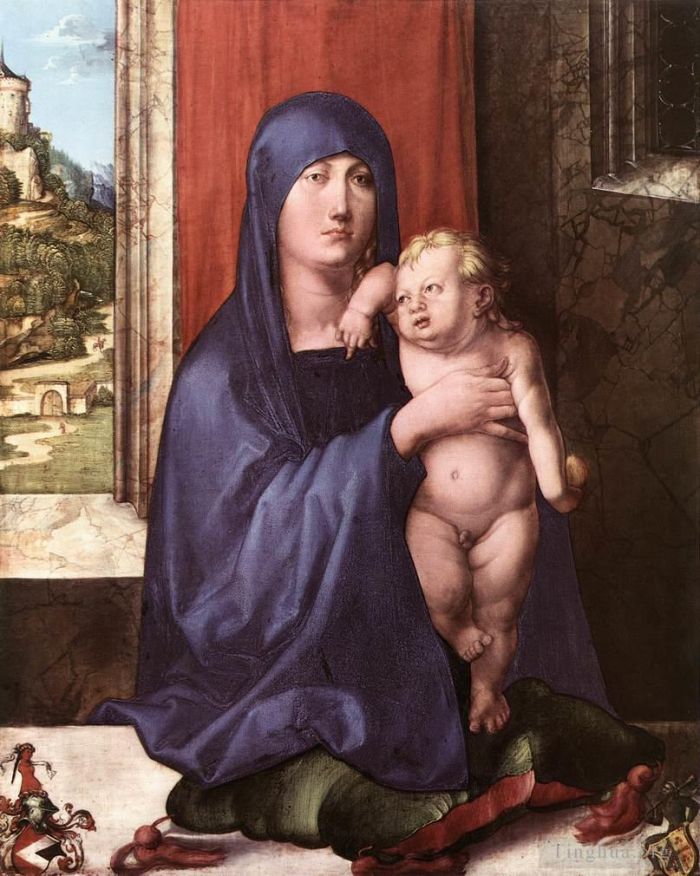 阿尔布雷特·丢勒 的油画作品 -  《麦当娜和儿童哈勒麦当娜》