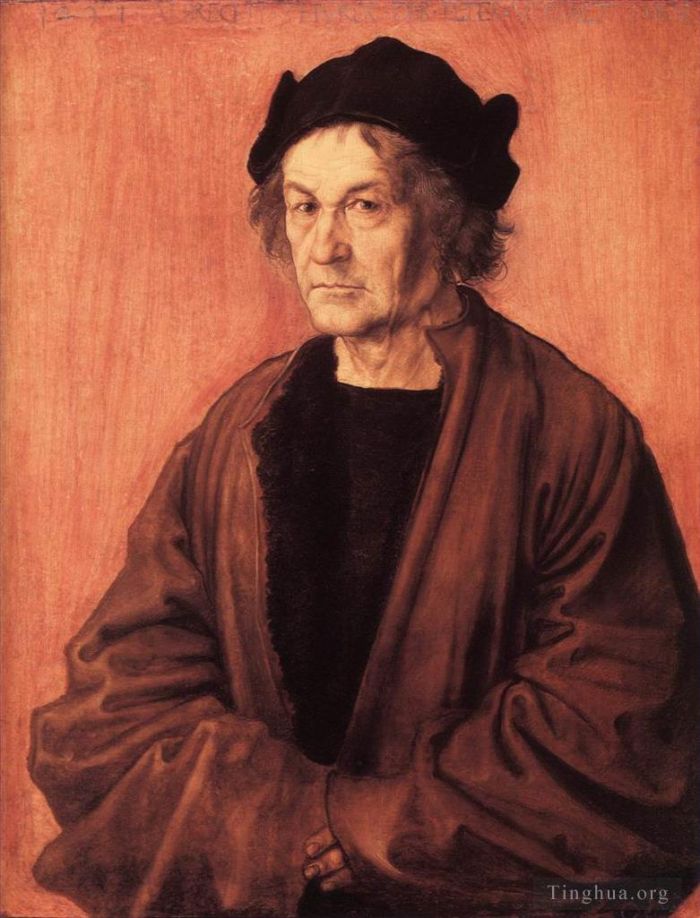 阿尔布雷特·丢勒 的油画作品 -  《杜勒斯父亲,70,岁时的肖像》