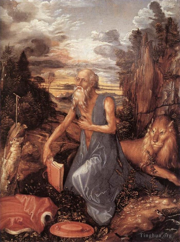 阿尔布雷特·丢勒 的油画作品 -  《荒野中的圣杰罗姆》