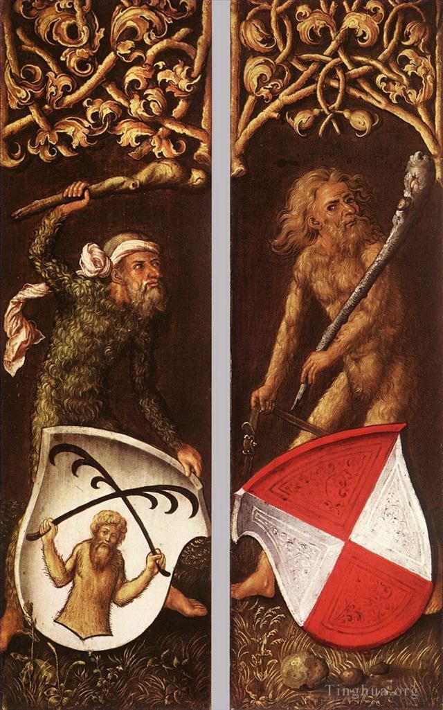 阿尔布雷特·丢勒 的油画作品 -  《阿尔布雷希特·杜勒,(Albrecht,Durer),佩戴纹章盾牌的森林男子》
