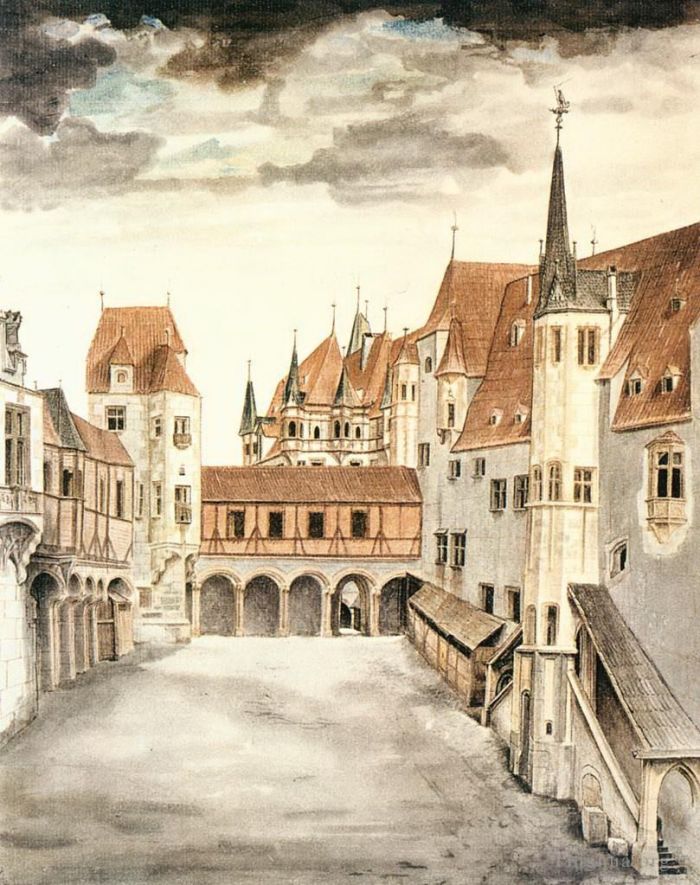 阿尔布雷特·丢勒 的各类绘画作品 -  《因斯布鲁克前城堡庭院有云》
