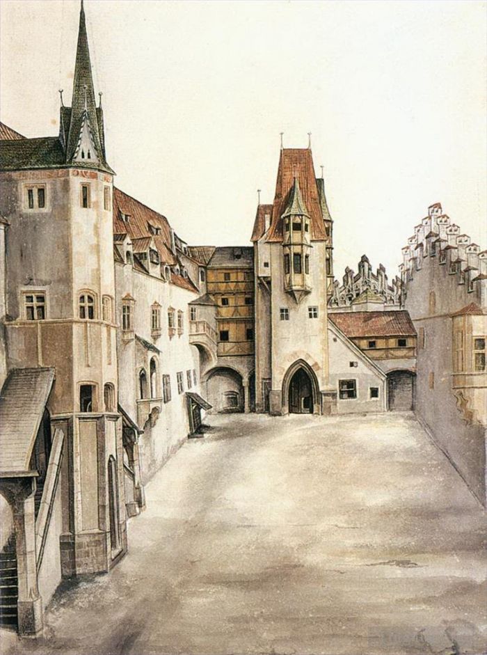 阿尔布雷特·丢勒 的各类绘画作品 -  《因斯布鲁克前城堡庭院无云》