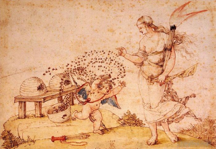 阿尔布雷特·丢勒 的各类绘画作品 -  《蜂蜜小偷丘比特》